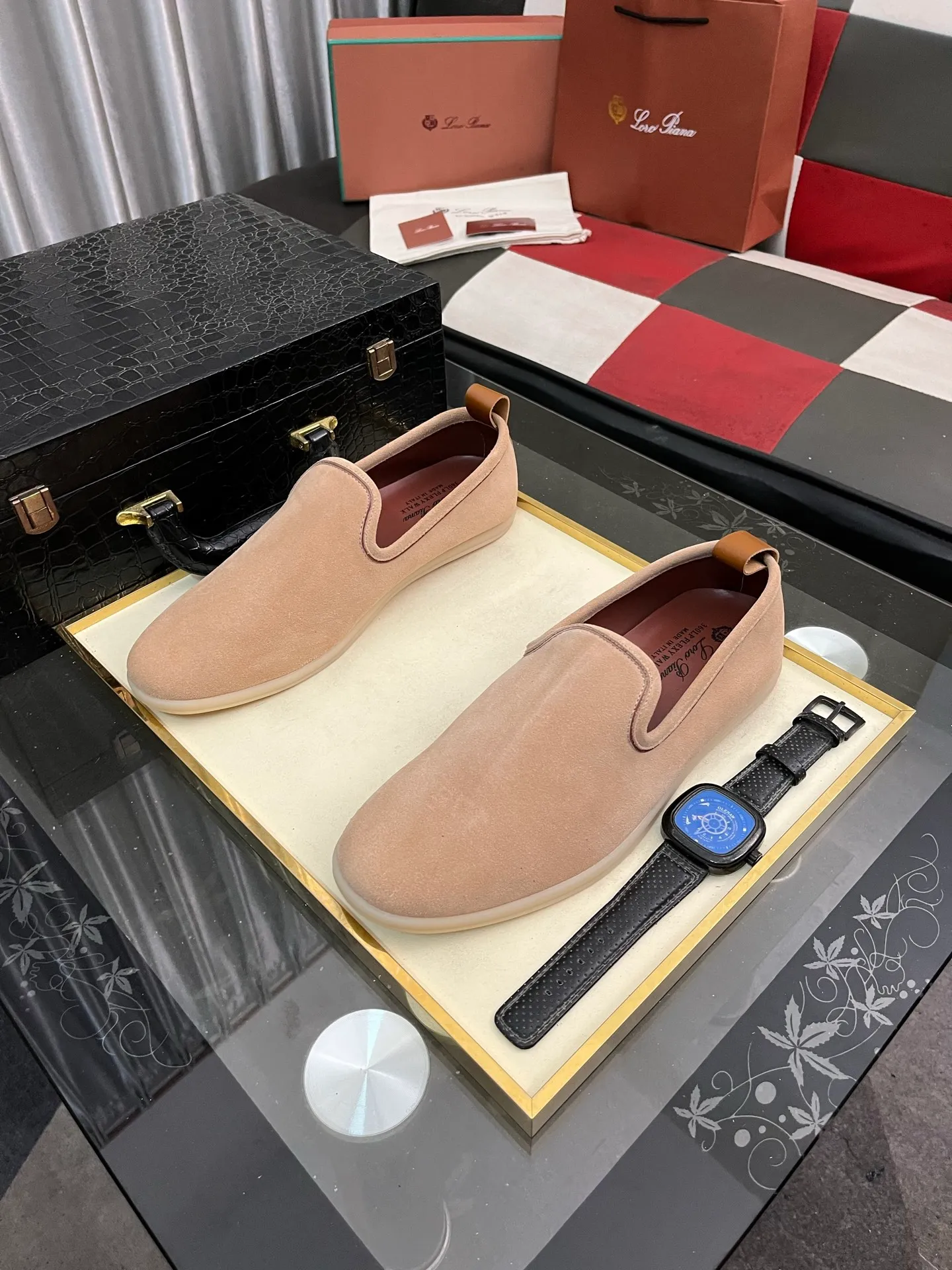 Men's men's shoes 💰420⌚️⌚️Loro*Piana pure original 2023 soft and comfortable LP deerskin flat casual star same style slip-on Loft men's shoes size 38-44